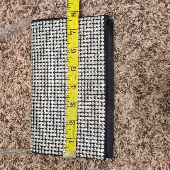 Amber Sceats Stella crystal silver rhinestone crossbody shoulder clutch bag - Picture 2 of 16